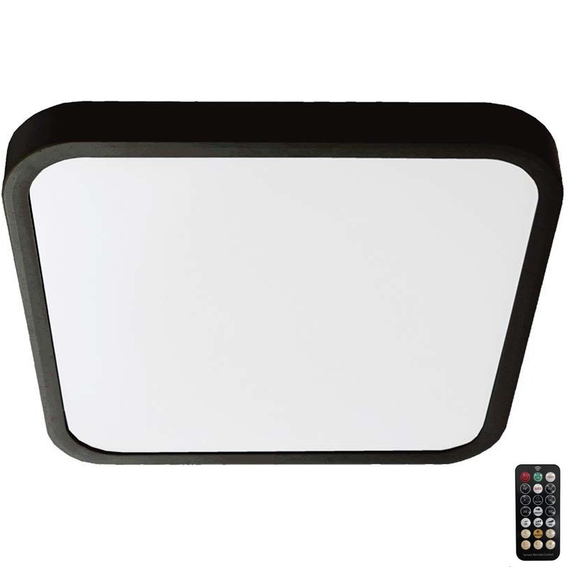 Plafoniera LED da bagno con sensore LED/18W/230V 4000K IP44 29,5x29,5 cm nero + telecomando