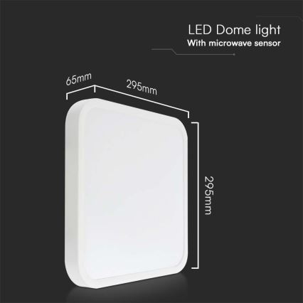 Plafoniera LED da bagno con sensore LED/18W/230V 4000K IP44 29,5x29,5 cm bianco + telecomando