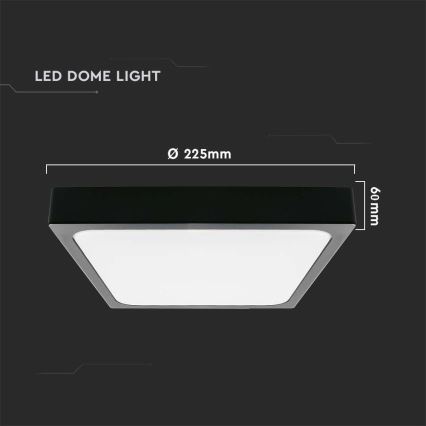 Plafoniera LED da bagno con sensore LED/18W/230V 4000K IP44 22,5x22,5 cm nero