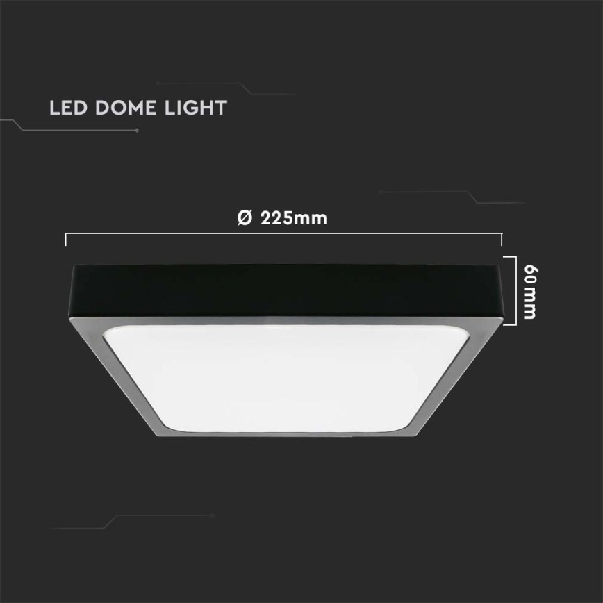 Plafoniera LED da bagno con sensore LED/18W/230V 4000K IP44 22,5x22,5 cm nero