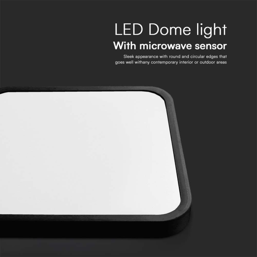 Plafoniera LED da bagno con sensore LED/18W/230V 4000K IP44 29,5x29,5 cm nero + telecomando