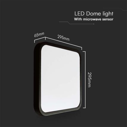 Plafoniera LED da bagno con sensore LED/18W/230V 4000K IP44 29,5x29,5 cm nero + telecomando