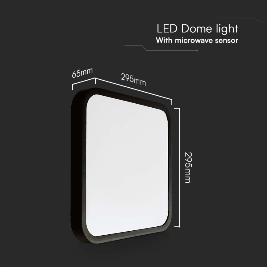 Plafoniera LED da bagno con sensore LED/18W/230V 4000K IP44 29,5x29,5 cm nero + telecomando