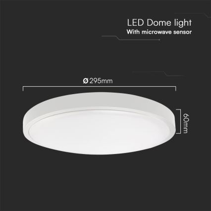 Plafoniera LED da bagno con sensore SAMSUNG CHIP LED/18W/230V IP44 4000K diametro 29 cm bianco + telecomando