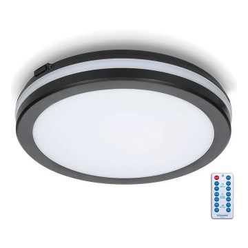 Plafoniera LED da bagno con sensore LED/24W/230V 3000/4000/6500K IP65 diametro 30 cm nero + telecomando