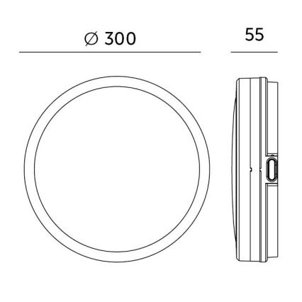 Plafoniera LED da bagno con sensore LED/24W/230V 3000/4000/6500K IP65 diametro 30 cm nero + telecomando