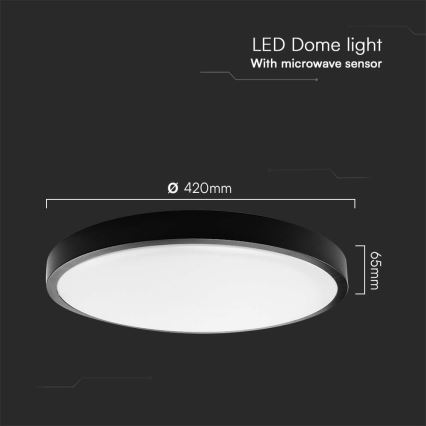 Plafoniera LED da bagno con sensore LED/36W/230V 4000K IP44 diametro 42 cm nero + telecomando