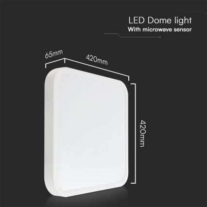 Plafoniera LED da bagno con sensore SAMSUNG CHIP LED/36W/230V IP44 4000K 42x42 cm bianco + telecomando