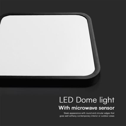 Plafoniera LED da bagno con sensore SAMSUNG CHIP LED/36W/230V IP44 4000K 42x42 cm nero + telecomando