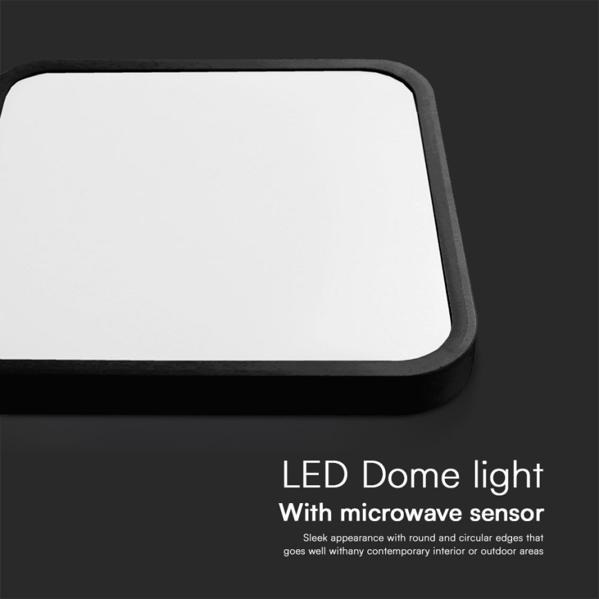 Plafoniera LED da bagno con sensore SAMSUNG CHIP LED/36W/230V IP44 4000K 42x42 cm nero + telecomando