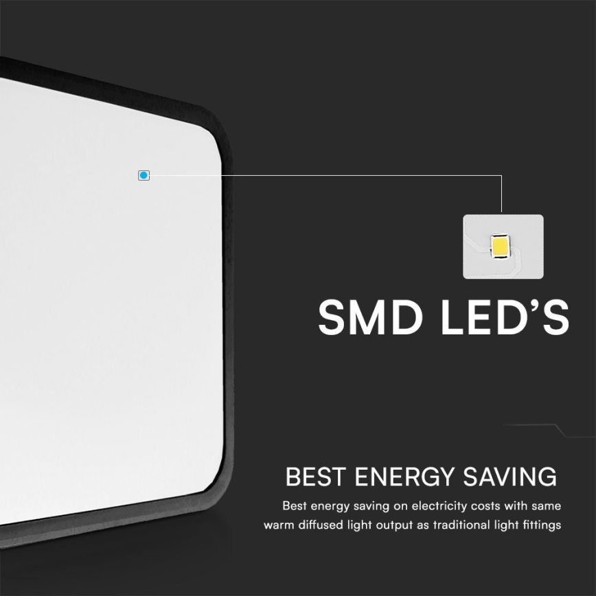 Plafoniera LED da bagno con sensore SAMSUNG CHIP LED/36W/230V IP44 4000K 42x42 cm nero + telecomando