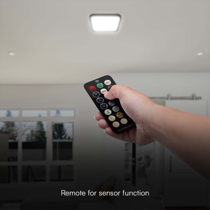 Plafoniera LED da bagno con sensore SAMSUNG CHIP LED/36W/230V IP44 4000K 42x42 cm nero + telecomando