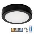 Plafoniera LED da bagno con sensore NAIROS LED/12W/230V IP65 3000/4000/6500K diametro 20 cm nero + telecomando