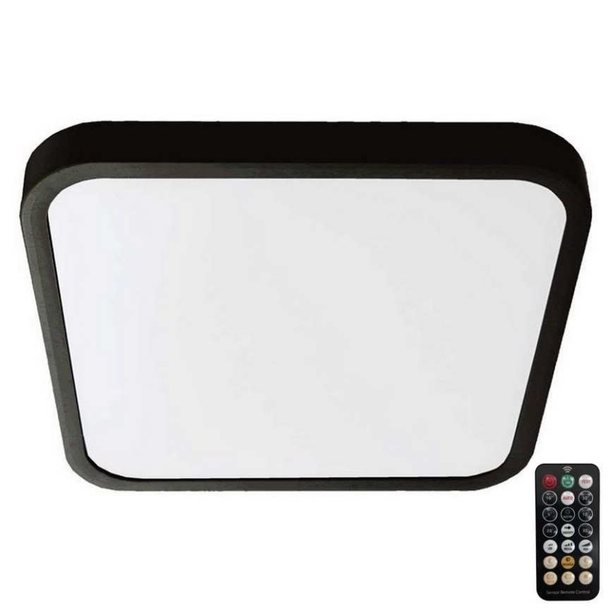 Plafoniera LED da bagno con sensore SAMSUNG CHIP LED/36W/230V IP44 4000K 42x42 cm nero + telecomando
