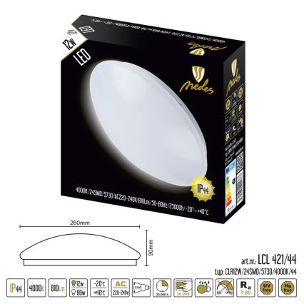 Plafoniera LED da bagno LED/12W/230V