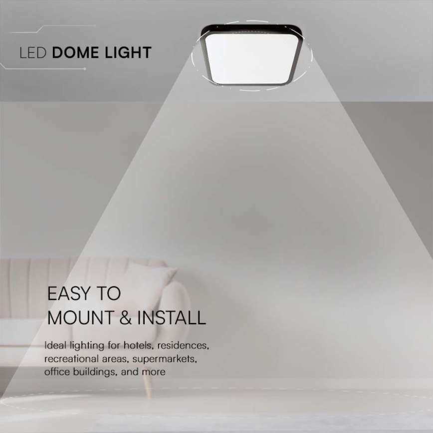 Plafoniera LED da bagno LED/18W/230V 3000K IP44 25x25 cm nero