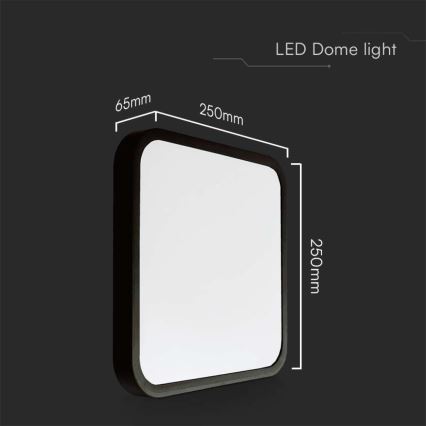 Plafoniera LED da bagno LED/18W/230V 3000K IP44 25x25 cm nero
