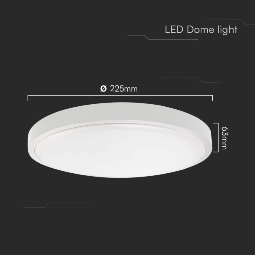 Plafoniera LED da bagno LED/18W/230V 4000K IP44 diametro 22,5 cm bianco