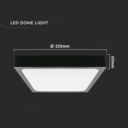 Plafoniera LED da bagno LED/18W/230V 6500K IP44 22,5x22,5 cm nero