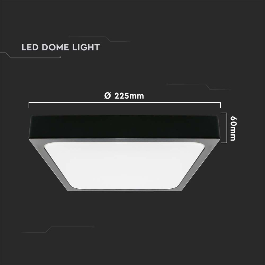 Plafoniera LED da bagno LED/18W/230V 6500K IP44 22,5x22,5 cm nero