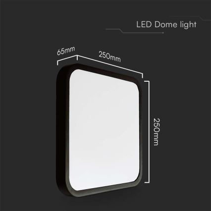 Plafoniera LED da bagno SAMSUNG CHIP LED/18W/230V IP44 4000K 25x25 cm nero