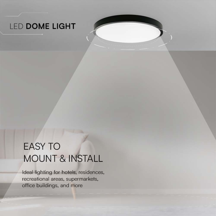 Plafoniera LED da bagno LED/24W/230V 4000K IP44 diametro 29,5 cm nero