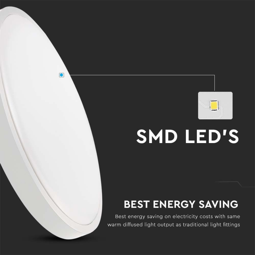 Plafoniera LED da bagno LED/30W/230V 3000K IP44 diametro 42 cm bianco