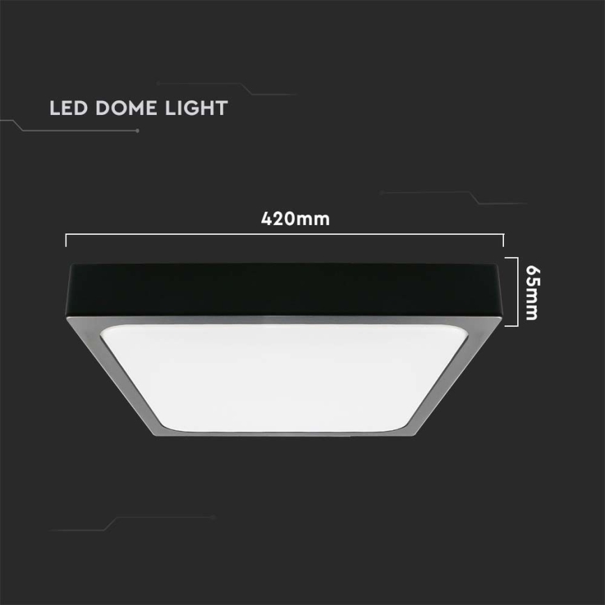 Plafoniera LED da bagno LED/30W/230V 6500K IP44 42x42 cm nero