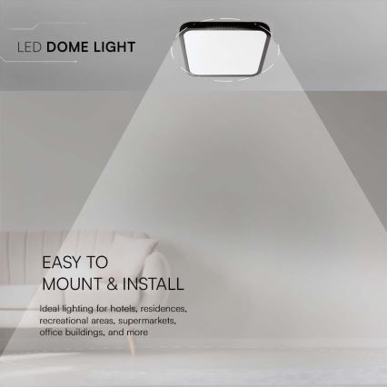 Plafoniera LED da bagno LED/48W/230V 6500K IP44 42x42 cm nero