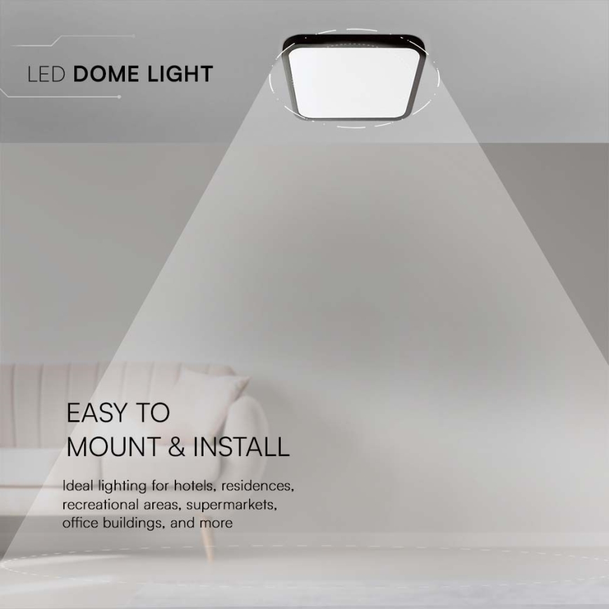 Plafoniera LED da bagno LED/48W/230V 6500K IP44 42x42 cm nero