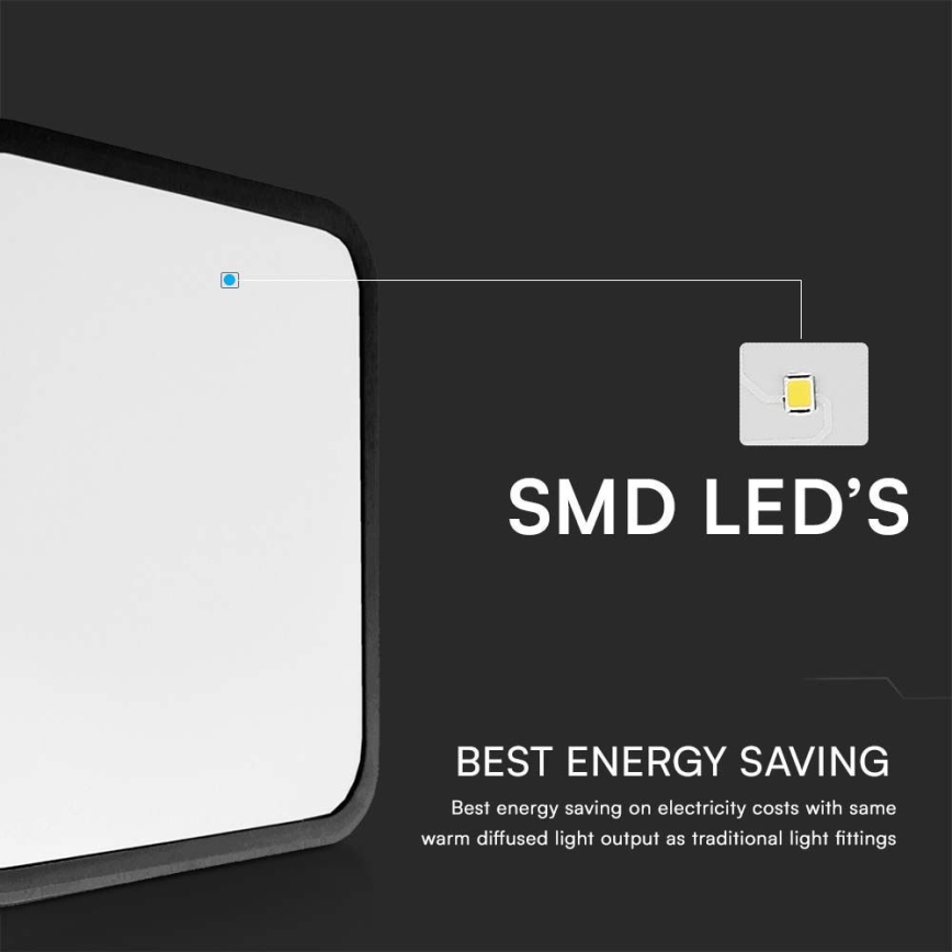 Plafoniera LED da bagno SAMSUNG CHIP LED/48W/230V IP44 4000K 42x42 cm nero