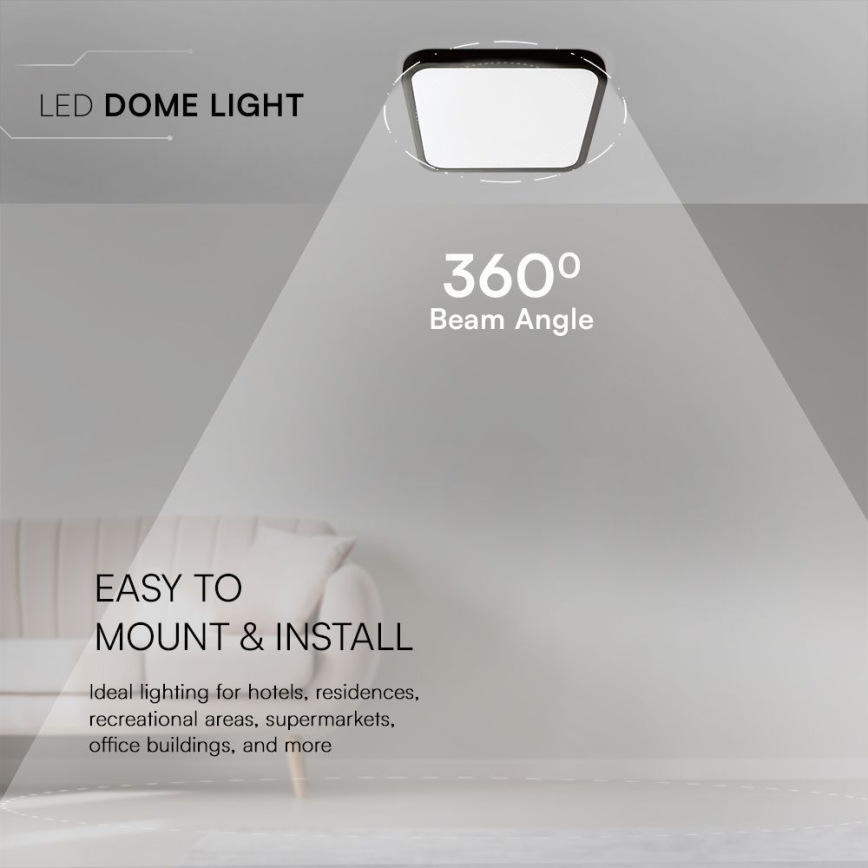 Plafoniera LED da bagno SAMSUNG CHIP LED/48W/230V IP44 4000K 42x42 cm nero