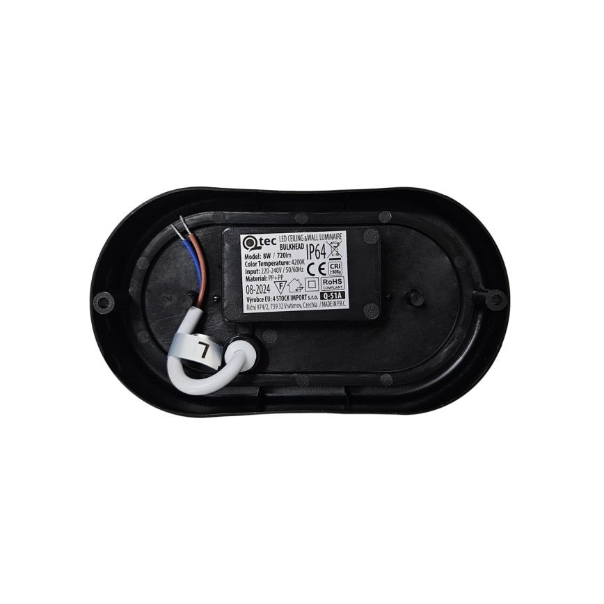 Plafoniera LED da esterno LED/8W/230V 4200K IP64 nera