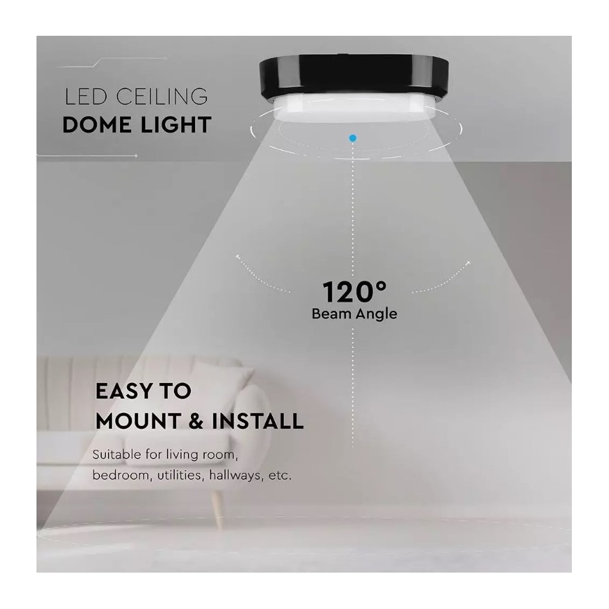 Plafoniera LED da esterno LED/8W/230V IP54 nera