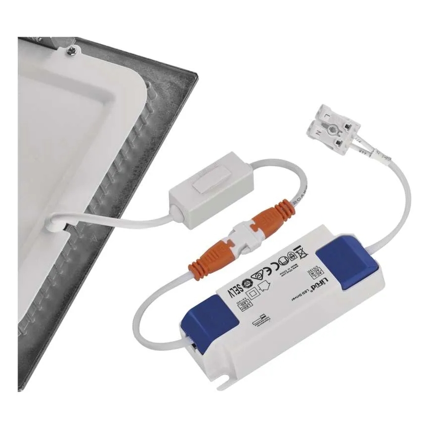 Plafoniera LED da incasso NEXXO LED/18W/230V 3000/3500/4000K argento 22,5x22,5 cm