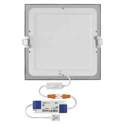 Plafoniera LED da incasso NEXXO LED/18W/230V 3000/3500/4000K argento 22,5x22,5 cm