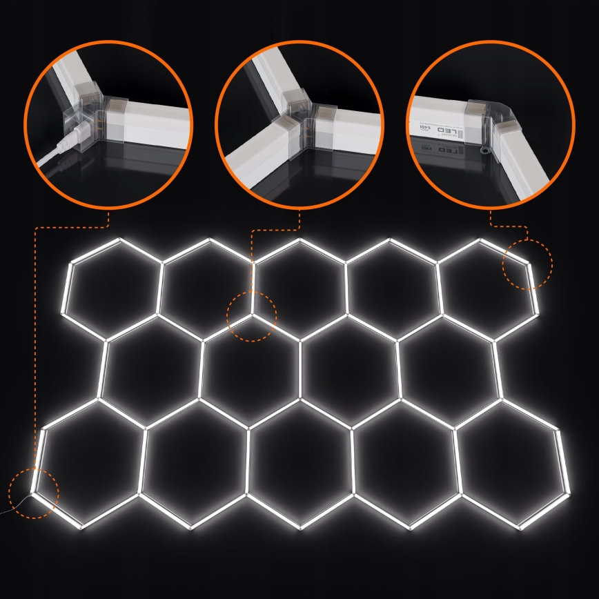 Plafoniera LED dimmerabile HEXAGON LED/456W/85-265V 5000K 234x420 cm CRI 90 IP54 bianca