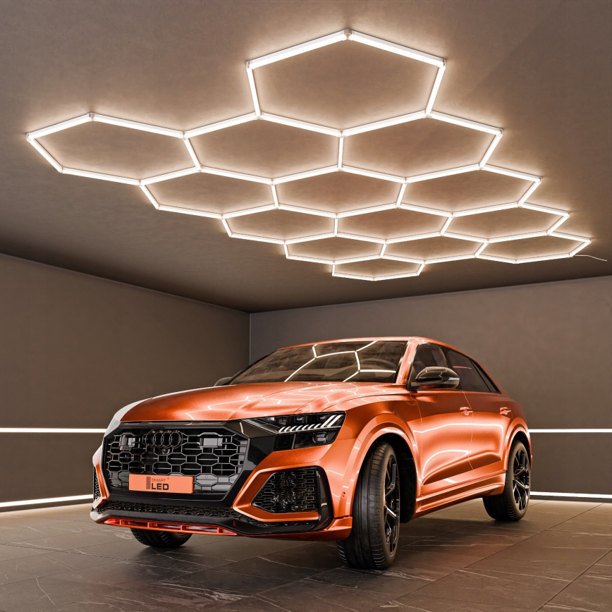 Plafoniera LED da soffitto HEXAGON 456W/85-265V 4000K 522x298 cm CRI 90 IP54 bianco