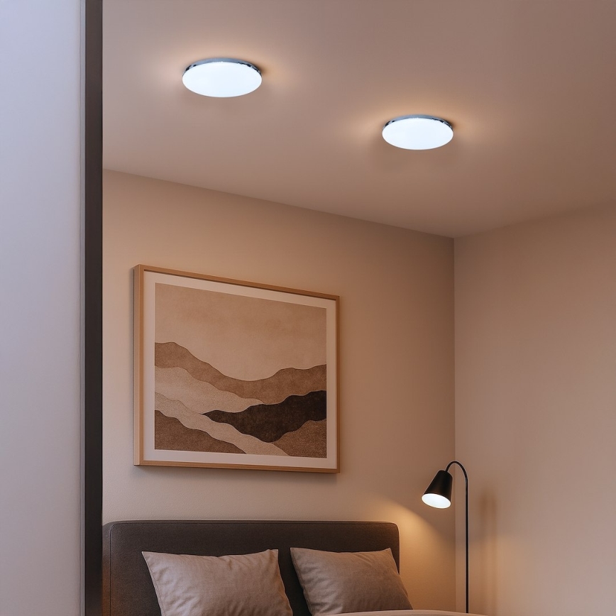 Plafoniera LED da soffitto per bagno MAYA, 15W LED, 230V, Ø 33 cm, IP44, cromo lucido