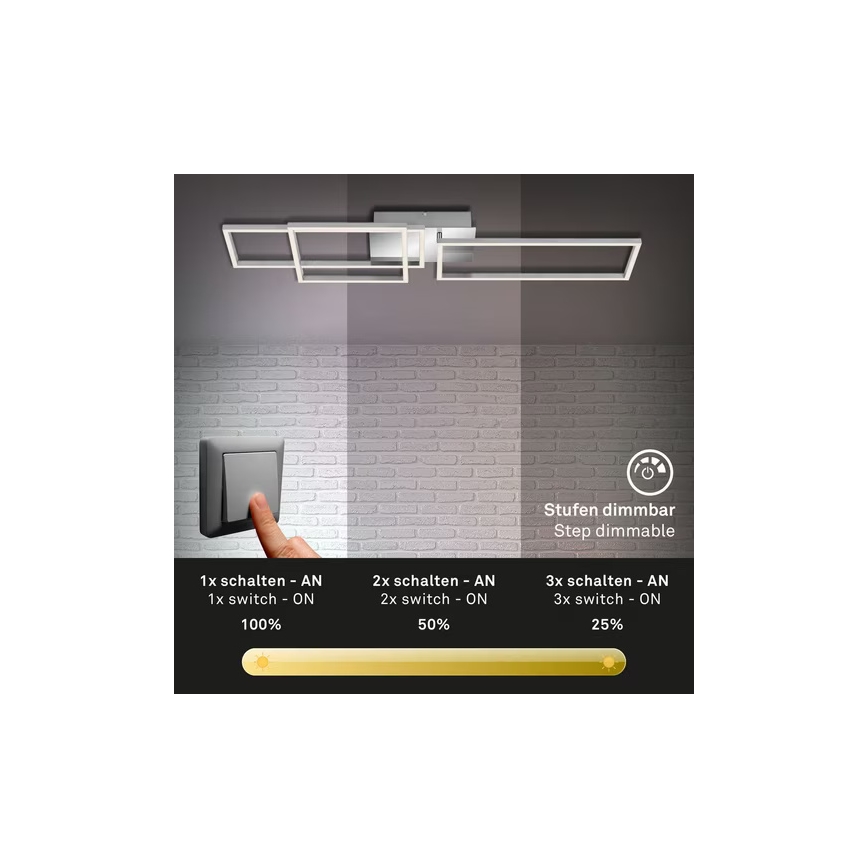 Plafoniera LED dimmerabile 42W/230V 3000K cromo opaco