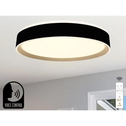 Plafoniera LED dimmerabile con controllo vocale OPAL LED/48W/230V 2700-6500K nero + telecomando