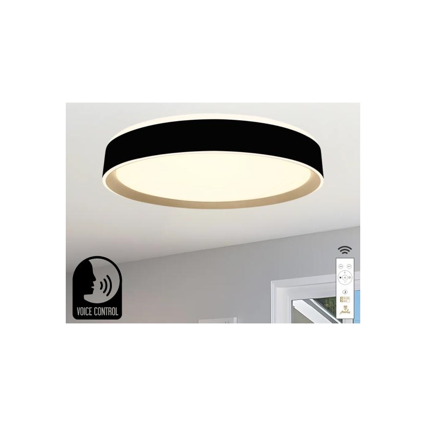 Plafoniera LED dimmerabile con controllo vocale OPAL LED/48W/230V 2700-6500K nero + telecomando