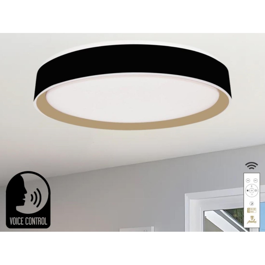 Plafoniera LED dimmerabile con controllo vocale OPAL LED/48W/230V 2700-6500K nero + telecomando
