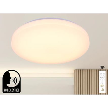 Plafoniera LED dimmerabile con controllo vocale OPAL LED/48W/230V 2700-6500K bianco + telecomando