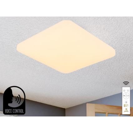 Plafoniera LED dimmerabile con controllo vocale OPAL LED/48W/230V 2700-6500K bianco + telecomando
