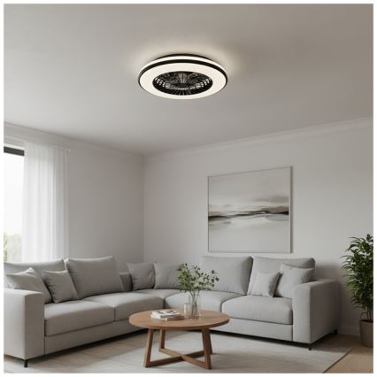 Plafoniera da soffitto dimmerabile LED con ventilatore VENTELUX LED/48W/230V 3000/4000/6500K Ø 48,5 cm nero + telecomando