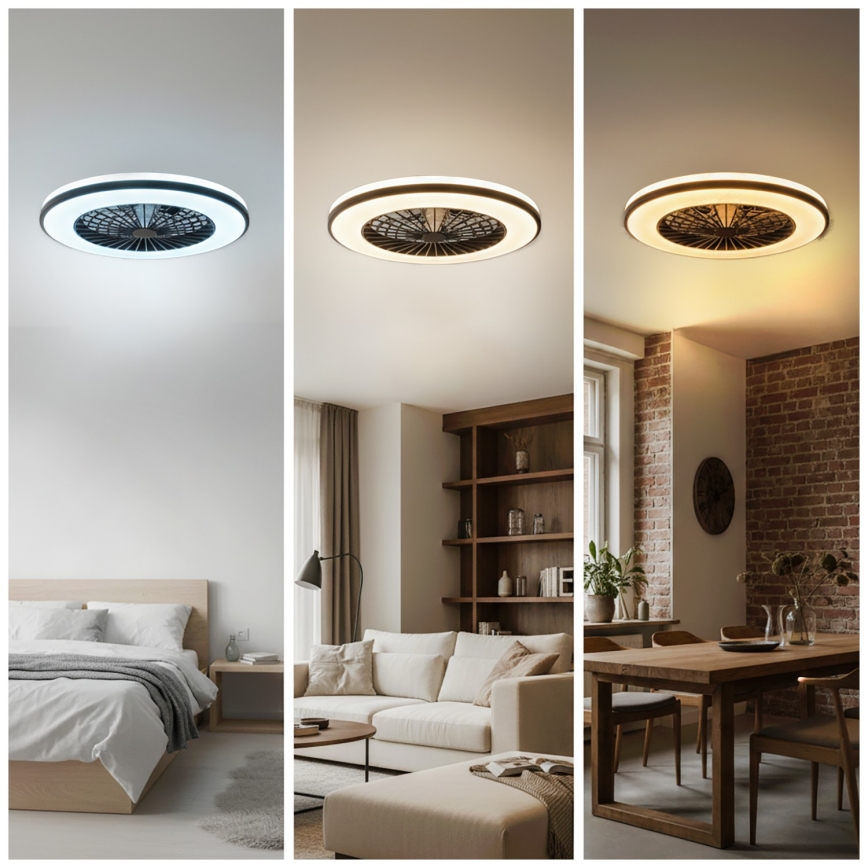 Plafoniera da soffitto dimmerabile LED con ventilatore VENTELUX LED/48W/230V 3000/4000/6500K Ø 48,5 cm nero + telecomando