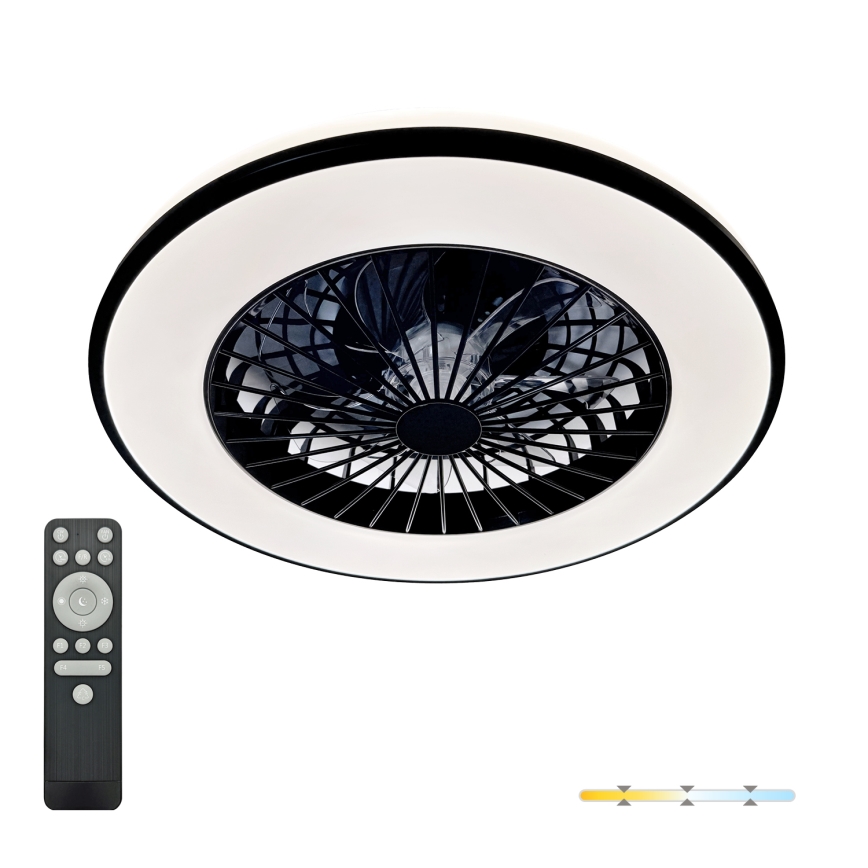 Plafoniera da soffitto dimmerabile LED con ventilatore VENTELUX LED/48W/230V 3000/4000/6500K Ø 48,5 cm nero + telecomando