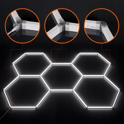 Plafoniera a LED dimmerabile HEXAGON LED/192W/85-265V 5000K 160x221 cm CRI 90 IP54 bianco