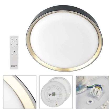 Plafoniera LED dimmerabile ILVI LED/30W/230V 2700-6500K Ø 40 cm nero/ottone + telecomando